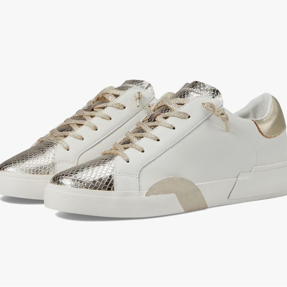 Dolce Vita Women's Metallic Gold and White Notice Sneakers